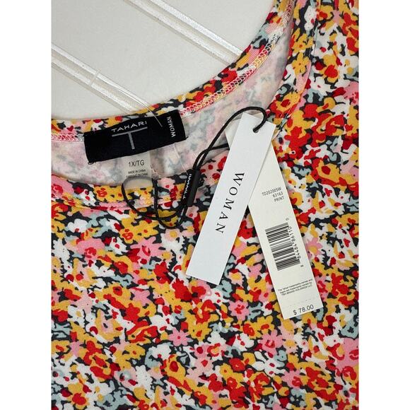 NWT Tahari Woman Multicolor Floral Sleeveless Swing Dress Casual Plus Size 1X - Picture 5 of 6